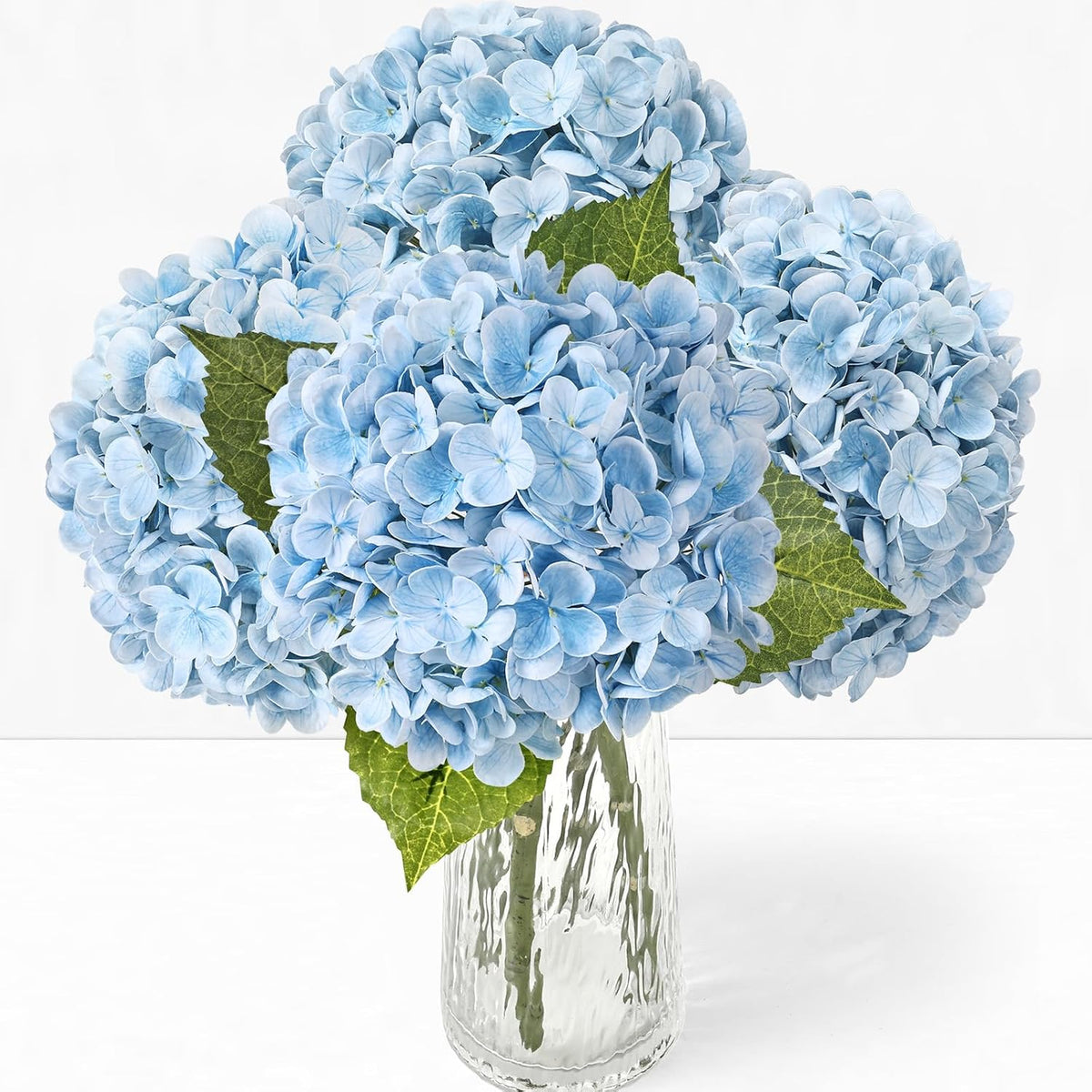 21" Blue Hydrangea Artificial Flowers Real Touch Latex Fake Hydrangeas