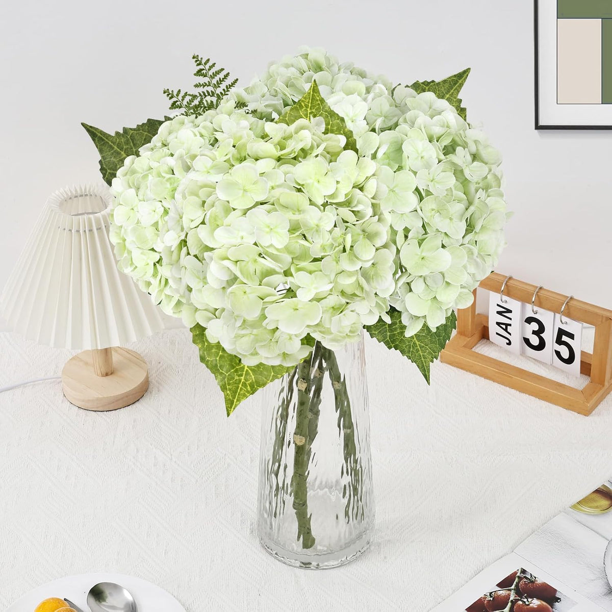 21" Blue Hydrangea Artificial Flowers Real Touch Latex Fake Hydrangeas