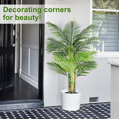 6ft Tall Triple Golden Cane Palm Artificial Tree 72inch Large Tropical Palm Tree UV Resistant Fake Plant in Pot for Indoor Outdoor Big House Living Room Outside Patio Office Home Decor 2Pack
