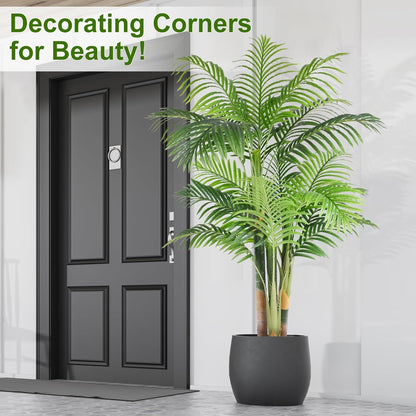 6ft Tall Triple Golden Cane Palm Artificial Tree 72inch Large Tropical Palm Tree UV Resistant Fake Plant in Pot for Indoor Outdoor Big House Living Room Outside Patio Office Home Decor 2Pack