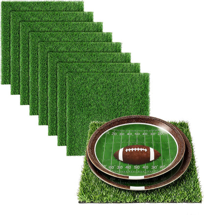 8 Pack Artificial Grass Square Mats, 12"x12" Fake Grass Placemats to Match Table Runner for Golf Football Summer Party Table Centerpiece, Turf Patch for Crafts