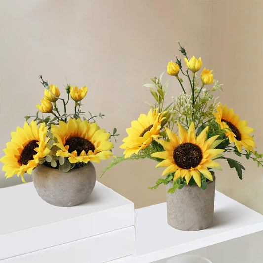 7Pcs Realistic Silk Sunflowers Artificial Flowers,12.6''Fake Sunflowers with Adjustable Long Stem&Detachable Flower Head,Perfect for Home Decor,Wedding,DIY,Sunflowers Decoration for Indoor&Outdoor