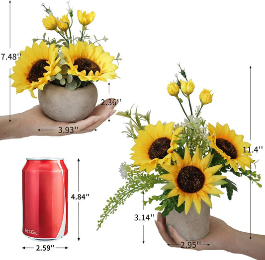 7Pcs Realistic Silk Sunflowers Artificial Flowers,12.6''Fake Sunflowers with Adjustable Long Stem&Detachable Flower Head,Perfect for Home Decor,Wedding,DIY,Sunflowers Decoration for Indoor&Outdoor
