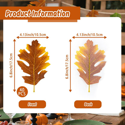40PCS Artificial Fall Maple Leaves - Thanksgiving Decorations