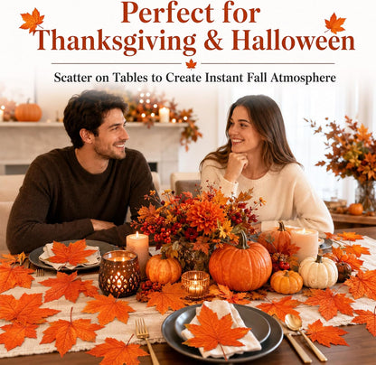 40PCS Artificial Fall Maple Leaves - Thanksgiving Decorations