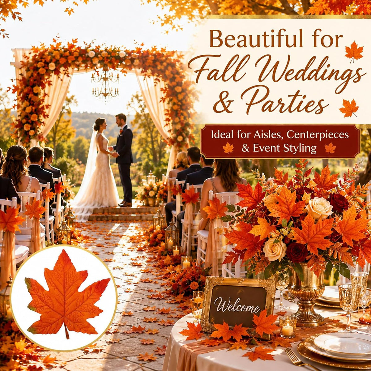 40PCS Artificial Fall Maple Leaves - Thanksgiving Decorations