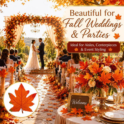 40PCS Artificial Fall Maple Leaves - Thanksgiving Decorations