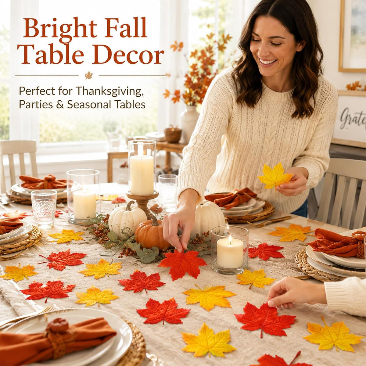 40PCS Artificial Fall Maple Leaves - Thanksgiving Decorations