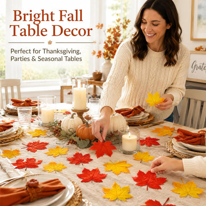 40PCS Artificial Fall Maple Leaves - Thanksgiving Decorations