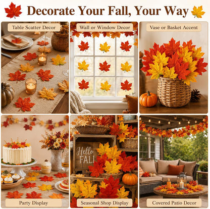 40PCS Artificial Fall Maple Leaves - Thanksgiving Decorations