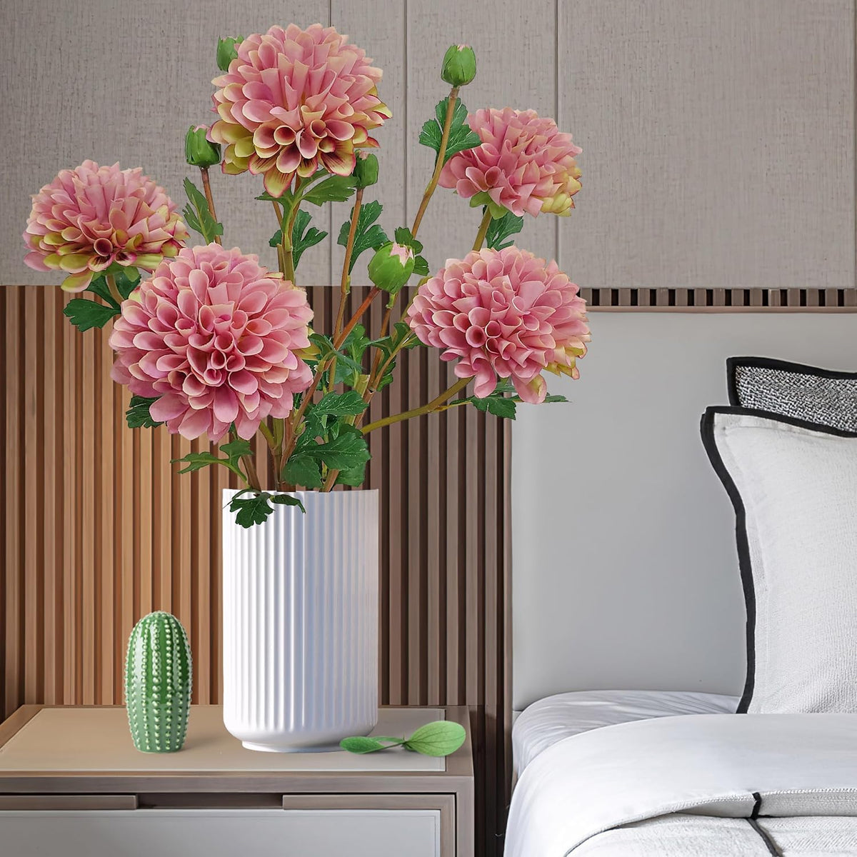 Pink Dahlia Artificial Flowers Faux Dahlias Silk Flower for Home Decor