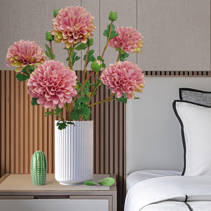 Pink Dahlia Artificial Flowers Faux Dahlias Silk Flower for Home Decor