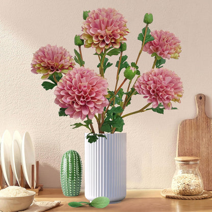 Pink Dahlia Artificial Flowers Faux Dahlias Silk Flower for Home Decor