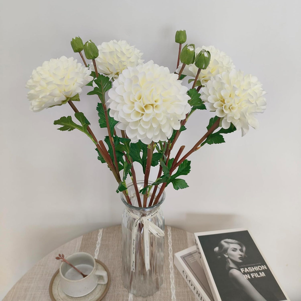 Pink Dahlia Artificial Flowers Faux Dahlias Silk Flower for Home Decor