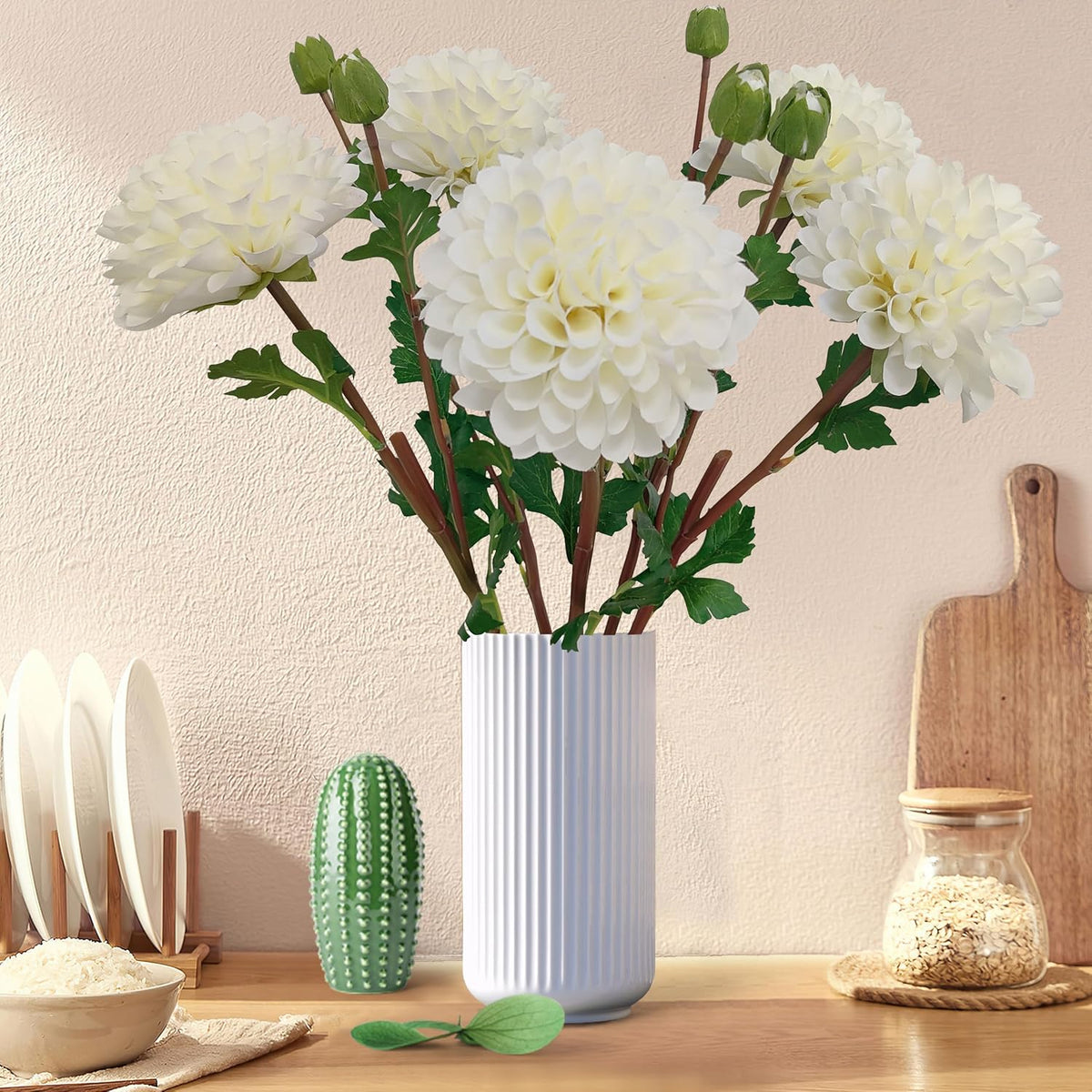 Pink Dahlia Artificial Flowers Faux Dahlias Silk Flower for Home Decor