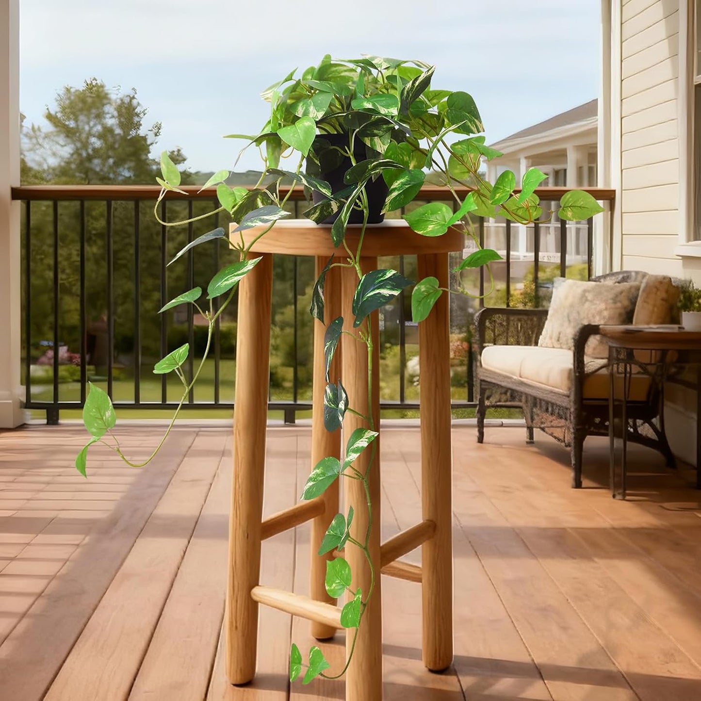 Fake English Ivy Artificial Plants - 33" Set of 2 Realistic Artificial Silk Ivy Vines with Pots, Faux Plants Indoor Home Decor, Low Maintenance Hanging Plant Decoration