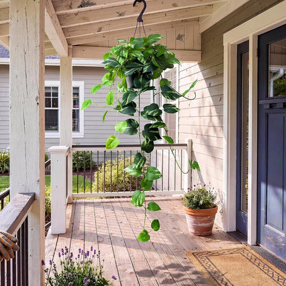 Fake English Ivy Artificial Plants - 33" Set of 2 Realistic Artificial Silk Ivy Vines with Pots, Faux Plants Indoor Home Decor, Low Maintenance Hanging Plant Decoration