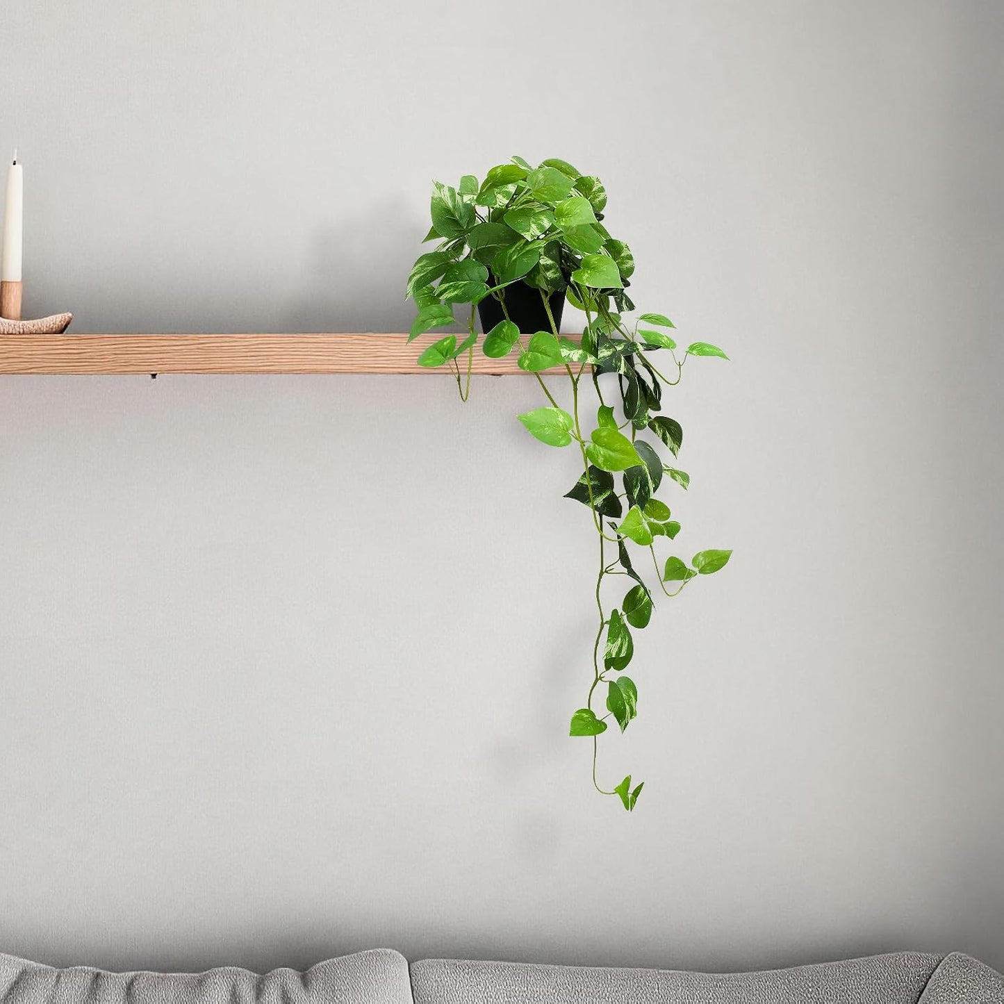 Fake English Ivy Artificial Plants - 33" Set of 2 Realistic Artificial Silk Ivy Vines with Pots, Faux Plants Indoor Home Decor, Low Maintenance Hanging Plant Decoration
