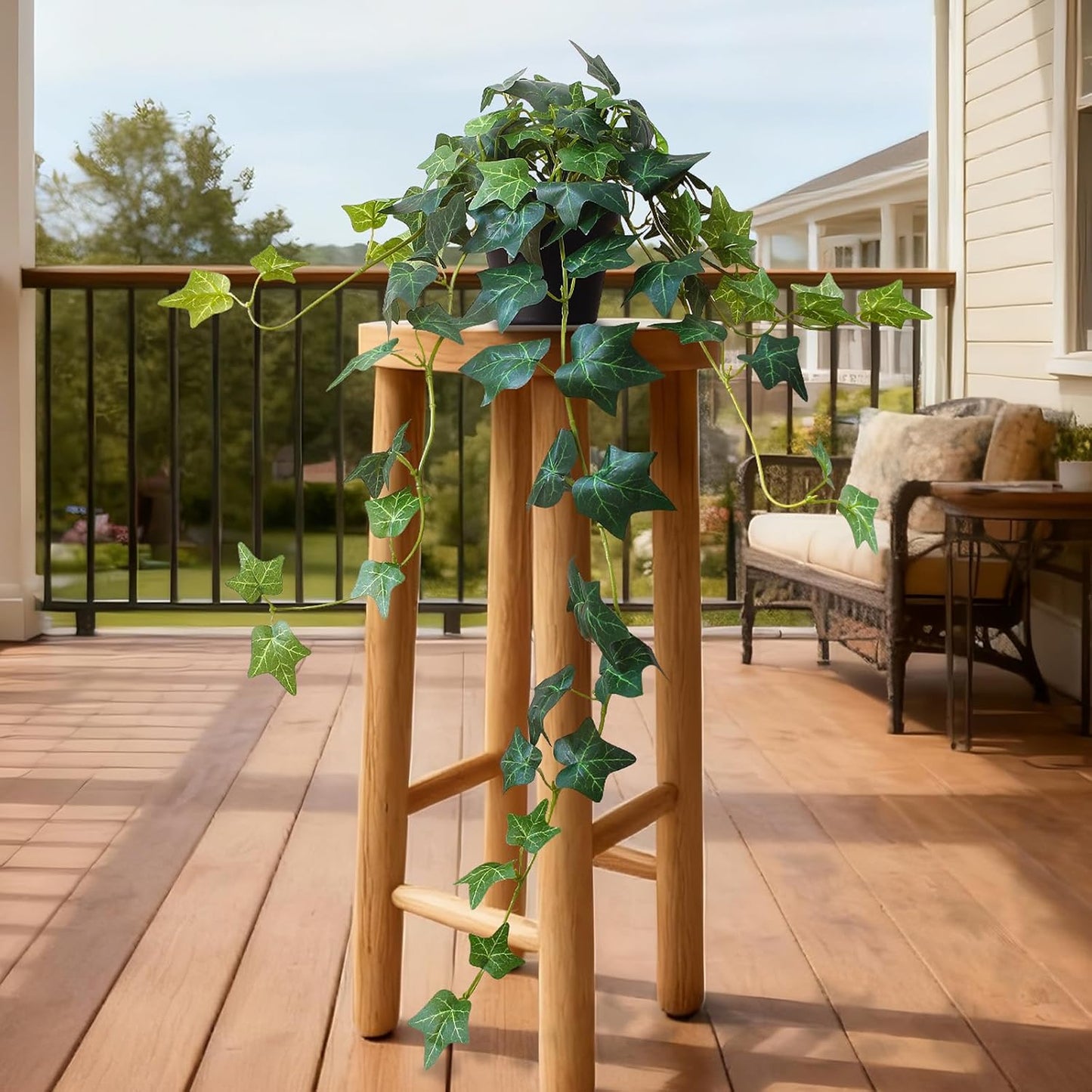 Fake English Ivy Artificial Plants - 33" Set of 2 Realistic Artificial Silk Ivy Vines with Pots, Faux Plants Indoor Home Decor, Low Maintenance Hanging Plant Decoration