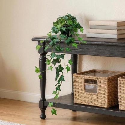 Fake English Ivy Artificial Plants - 33" Set of 2 Realistic Artificial Silk Ivy Vines with Pots, Faux Plants Indoor Home Decor, Low Maintenance Hanging Plant Decoration