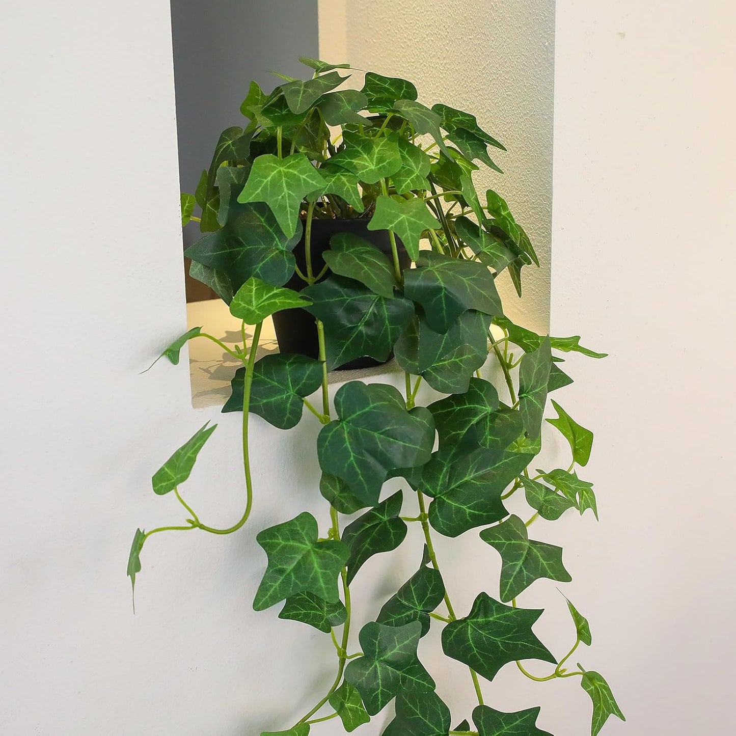 Fake English Ivy Artificial Plants - 33" Set of 2 Realistic Artificial Silk Ivy Vines with Pots, Faux Plants Indoor Home Decor, Low Maintenance Hanging Plant Decoration