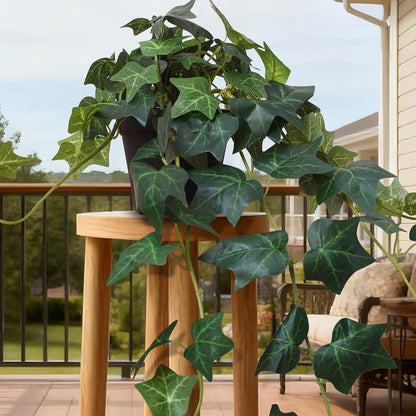 Fake English Ivy Artificial Plants - 33" Set of 2 Realistic Artificial Silk Ivy Vines with Pots, Faux Plants Indoor Home Decor, Low Maintenance Hanging Plant Decoration