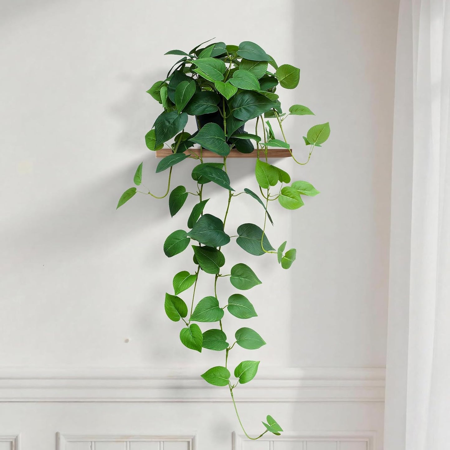 Fake English Ivy Artificial Plants - 33" Set of 2 Realistic Artificial Silk Ivy Vines with Pots, Faux Plants Indoor Home Decor, Low Maintenance Hanging Plant Decoration