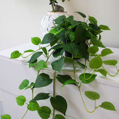 Fake English Ivy Artificial Plants - 33" Set of 2 Realistic Artificial Silk Ivy Vines with Pots, Faux Plants Indoor Home Decor, Low Maintenance Hanging Plant Decoration