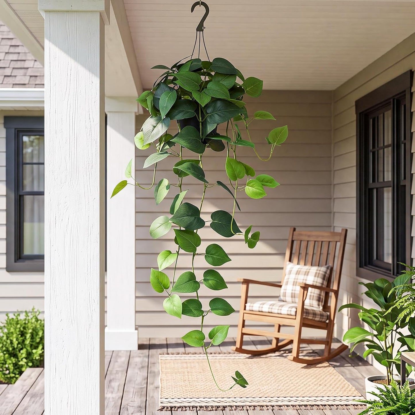 Fake English Ivy Artificial Plants - 33" Set of 2 Realistic Artificial Silk Ivy Vines with Pots, Faux Plants Indoor Home Decor, Low Maintenance Hanging Plant Decoration