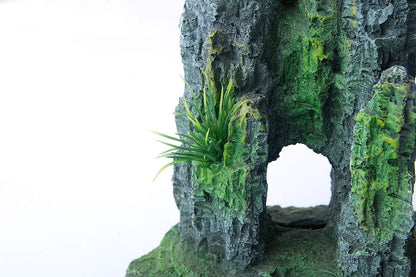 Aquarium Mountain View Stone Ornament Tree Rock Cave Landscape, Large Aquarium Ornament Rock Artificial Fish Tank Decoration