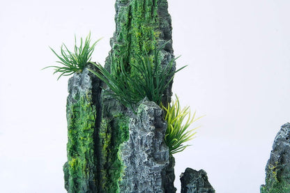 Aquarium Mountain View Stone Ornament Tree Rock Cave Landscape, Large Aquarium Ornament Rock Artificial Fish Tank Decoration