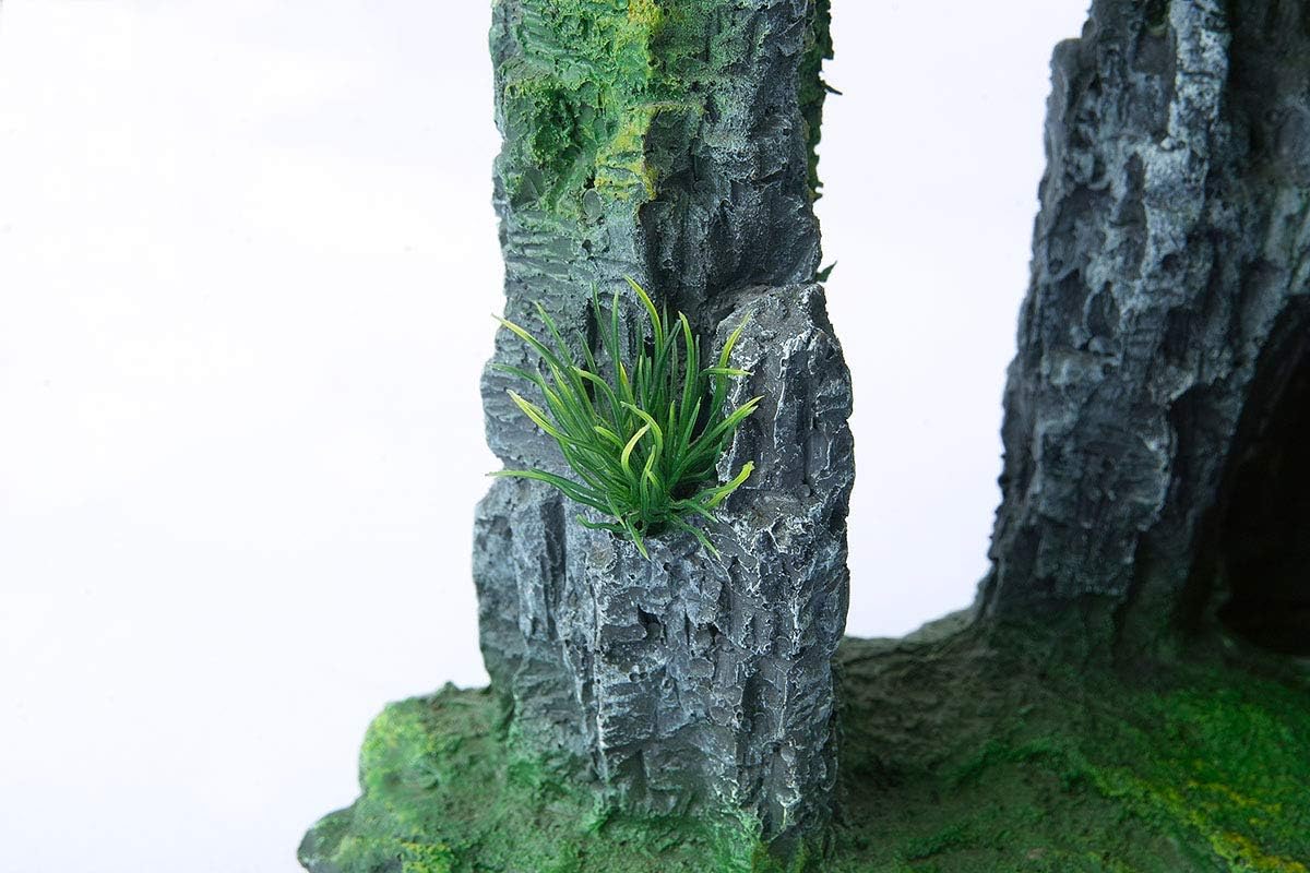 Aquarium Mountain View Stone Ornament Tree Rock Cave Landscape, Large Aquarium Ornament Rock Artificial Fish Tank Decoration