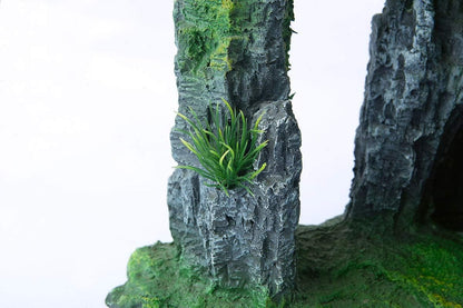 Aquarium Mountain View Stone Ornament Tree Rock Cave Landscape, Large Aquarium Ornament Rock Artificial Fish Tank Decoration