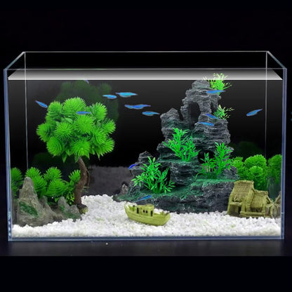 Aquarium Decoration Extra Large and Tall for Fish Tank Rock Thematic Ornaments Aquarium Mountain View Stone Ornaments Aquarium Decor Tree House Cave Fish Tank Decoration - Extra Large