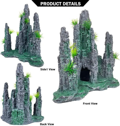 Aquarium Decoration Extra Large and Tall for Fish Tank Rock Thematic Ornaments Aquarium Mountain View Stone Ornaments Aquarium Decor Tree House Cave Fish Tank Decoration - Extra Large