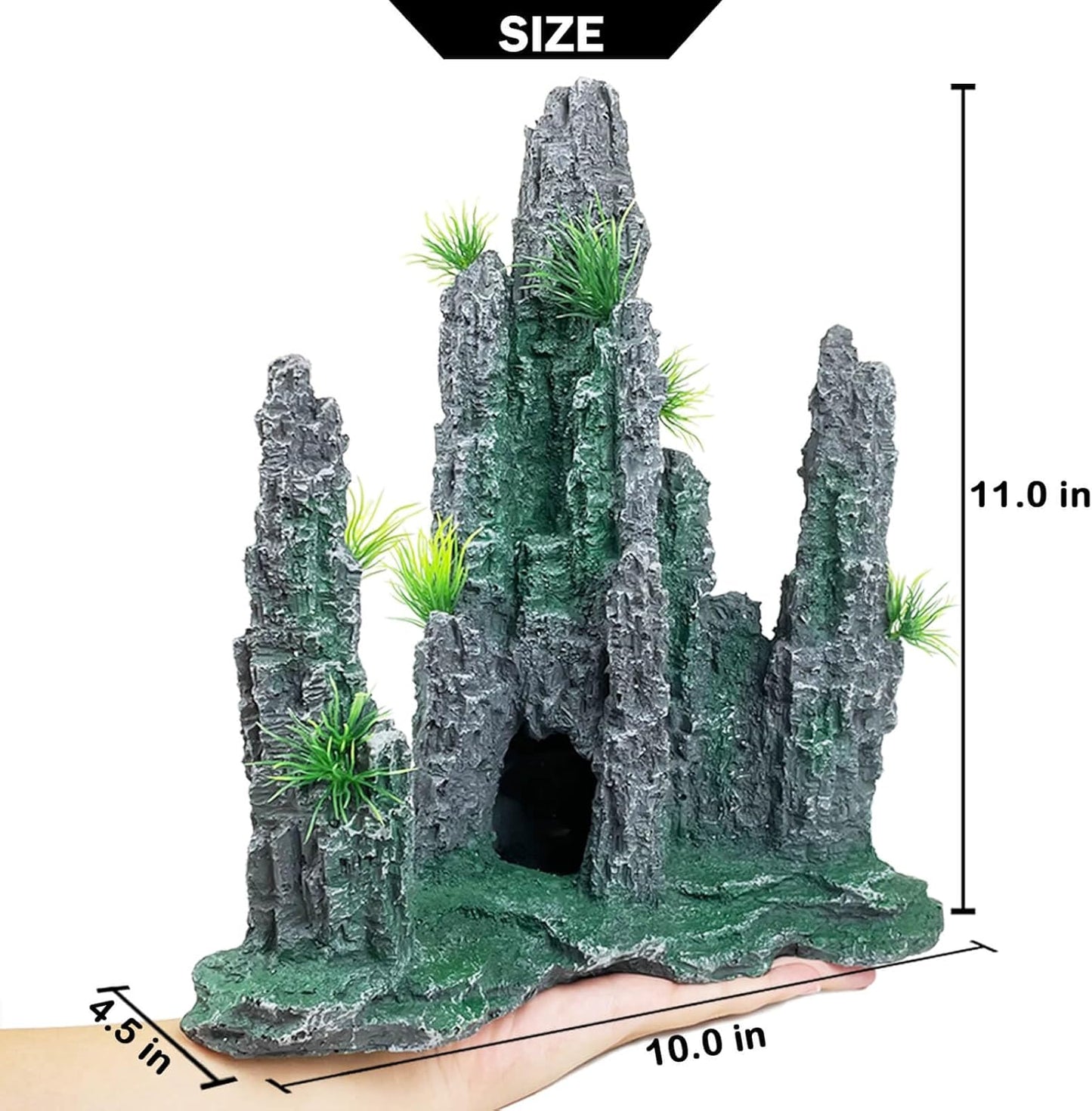 Aquarium Decoration Extra Large and Tall for Fish Tank Rock Thematic Ornaments Aquarium Mountain View Stone Ornaments Aquarium Decor Tree House Cave Fish Tank Decoration - Extra Large