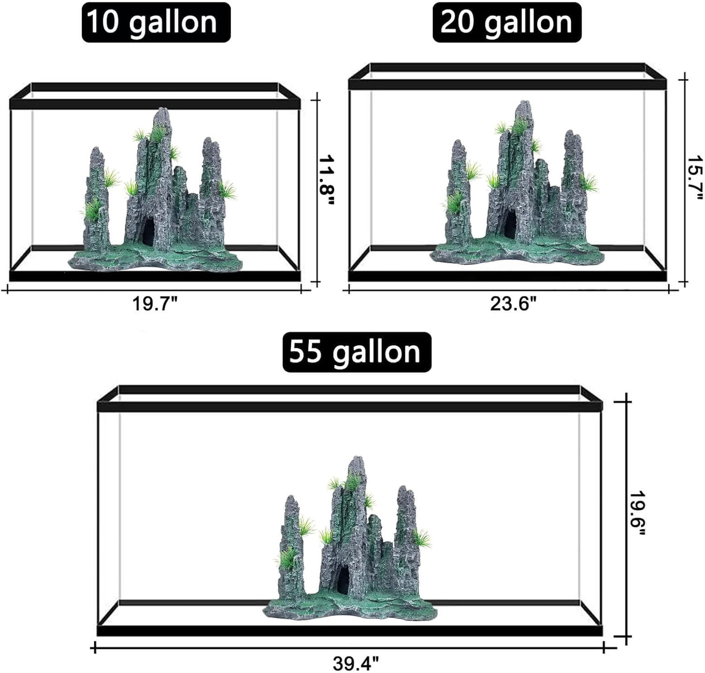 Aquarium Decoration Extra Large and Tall for Fish Tank Rock Thematic Ornaments Aquarium Mountain View Stone Ornaments Aquarium Decor Tree House Cave Fish Tank Decoration - Extra Large