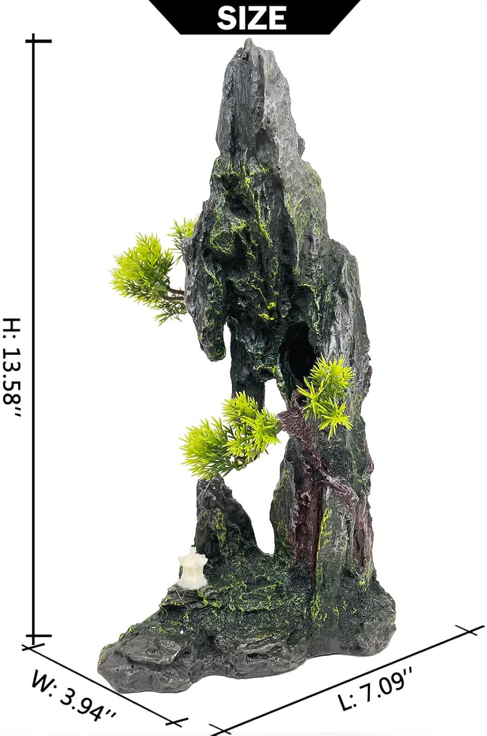 Aquarium Decoration Extra Large and Tall for Fish Tank Rock Thematic Ornaments Aquarium Mountain View Stone Ornaments Aquarium Decor Tree House Cave Fish Tank Decoration - Extra Large