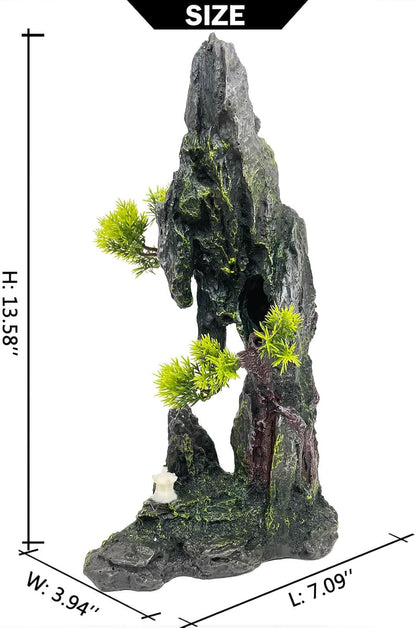 Aquarium Decoration Extra Large and Tall for Fish Tank Rock Thematic Ornaments Aquarium Mountain View Stone Ornaments Aquarium Decor Tree House Cave Fish Tank Decoration - Extra Large