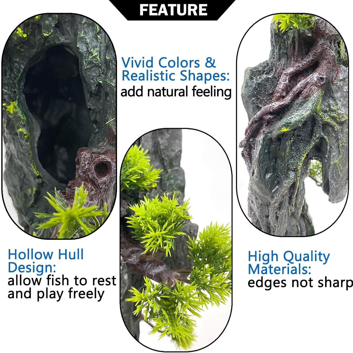 Aquarium Decoration Extra Large and Tall for Fish Tank Rock Thematic Ornaments Aquarium Mountain View Stone Ornaments Aquarium Decor Tree House Cave Fish Tank Decoration - Extra Large