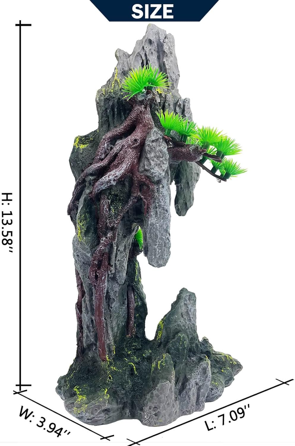 Aquarium Decoration Extra Large and Tall for Fish Tank Rock Thematic Ornaments Aquarium Mountain View Stone Ornaments Aquarium Decor Tree House Cave Fish Tank Decoration - Extra Large