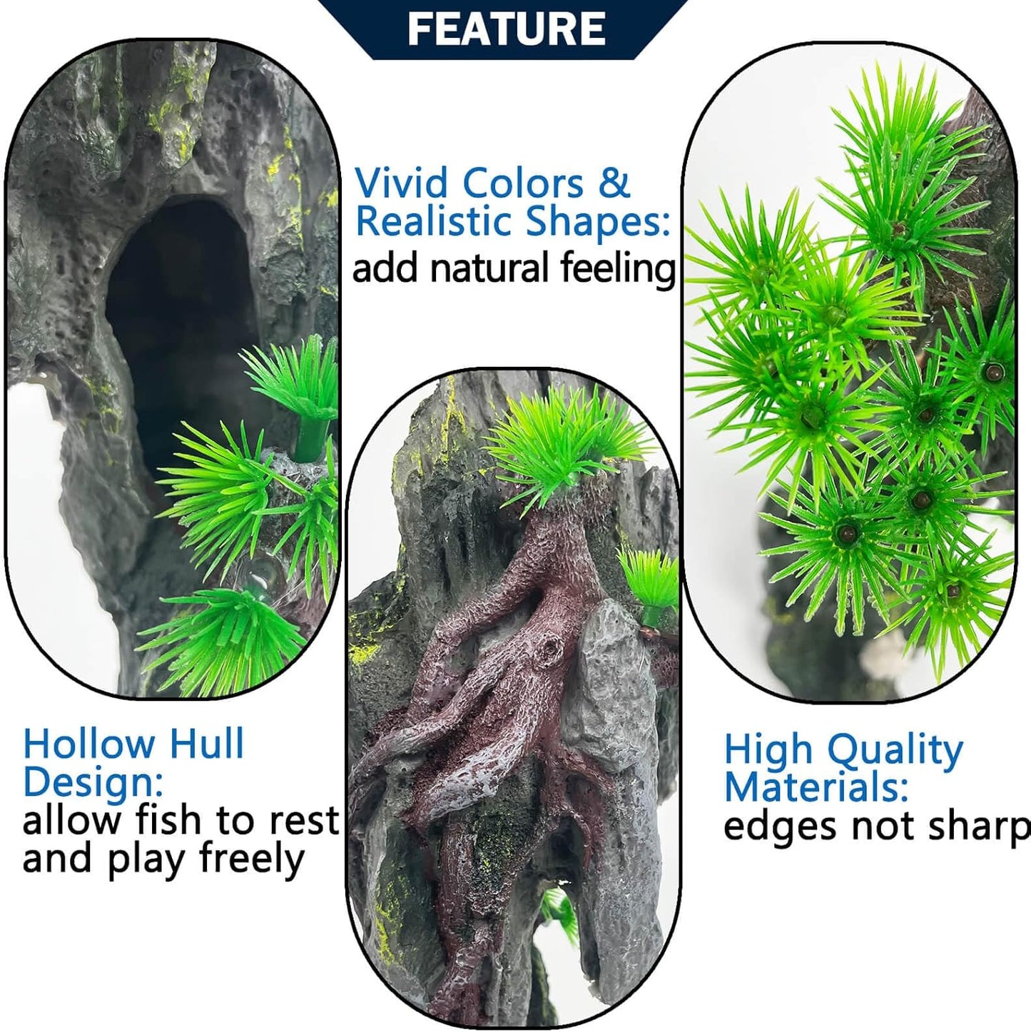 Aquarium Decoration Extra Large and Tall for Fish Tank Rock Thematic Ornaments Aquarium Mountain View Stone Ornaments Aquarium Decor Tree House Cave Fish Tank Decoration - Extra Large