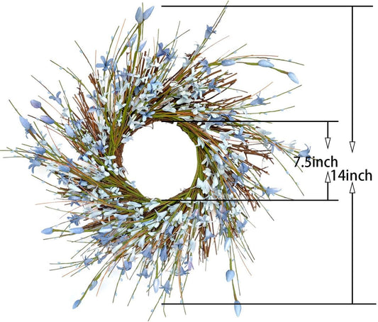 20inch Artificial Forsythia Flower Wreath, All Year Around Wreath for Front Door, Wedding Window Home Wall Indoor Front Door Decor (Yellow, 20in)