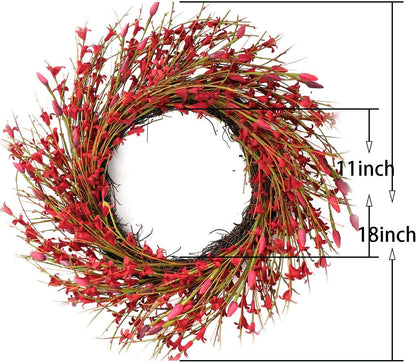 20inch Artificial Forsythia Flower Wreath, All Year Around Wreath for Front Door, Wedding Window Home Wall Indoor Front Door Decor (Yellow, 20in)