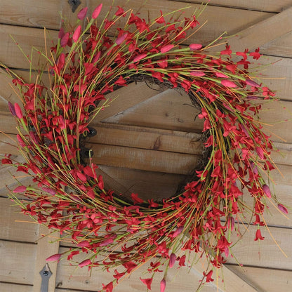 20inch Artificial Forsythia Flower Wreath, All Year Around Wreath for Front Door, Wedding Window Home Wall Indoor Front Door Decor (Yellow, 20in)