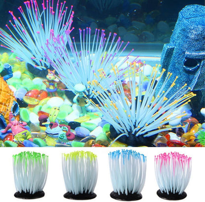 Fish Tank Decorations, Artificial Sea Anemone Aquarium Décor for Fish Tank, Silicone Coral Plant with Glowing Effect, Vivid Aquarium Plants for Betta Fish Tank Accessories Underwater
