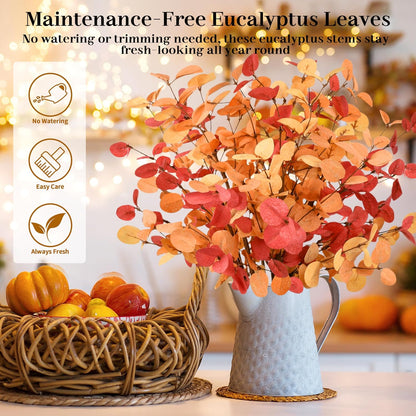 200 Pcs 5 Kinds Mixed Artificial Eucalyptus Leaves Stems Bulk Babys Breath Eucalyptus Bundle Faux Plants Greenery for DIY Bouquets Floral Arrangement Wedding Engagement Party Decor