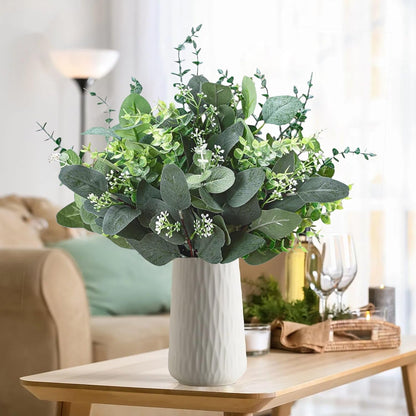 Eucalyptus Stems Bulk 30 Pcs, 4 Kinds Mixed Artificial Silver Dollar Eucalyptus Leaves Bundle Faux Greenery Branches for Wedding Vase Bouquet Floral Arrangement Centerpiece Home Decor