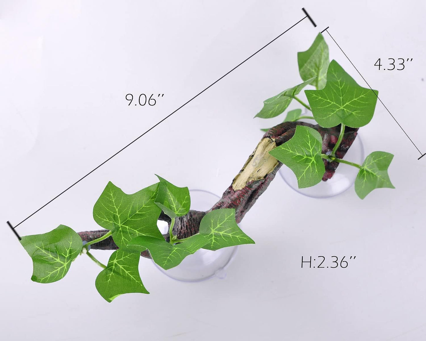 Resin Reptile Corner Branch with Rock, Amphibian Lizard Snake Climbing Ornament, Lifelike Terrarium Plant Decoration with Suction Cup