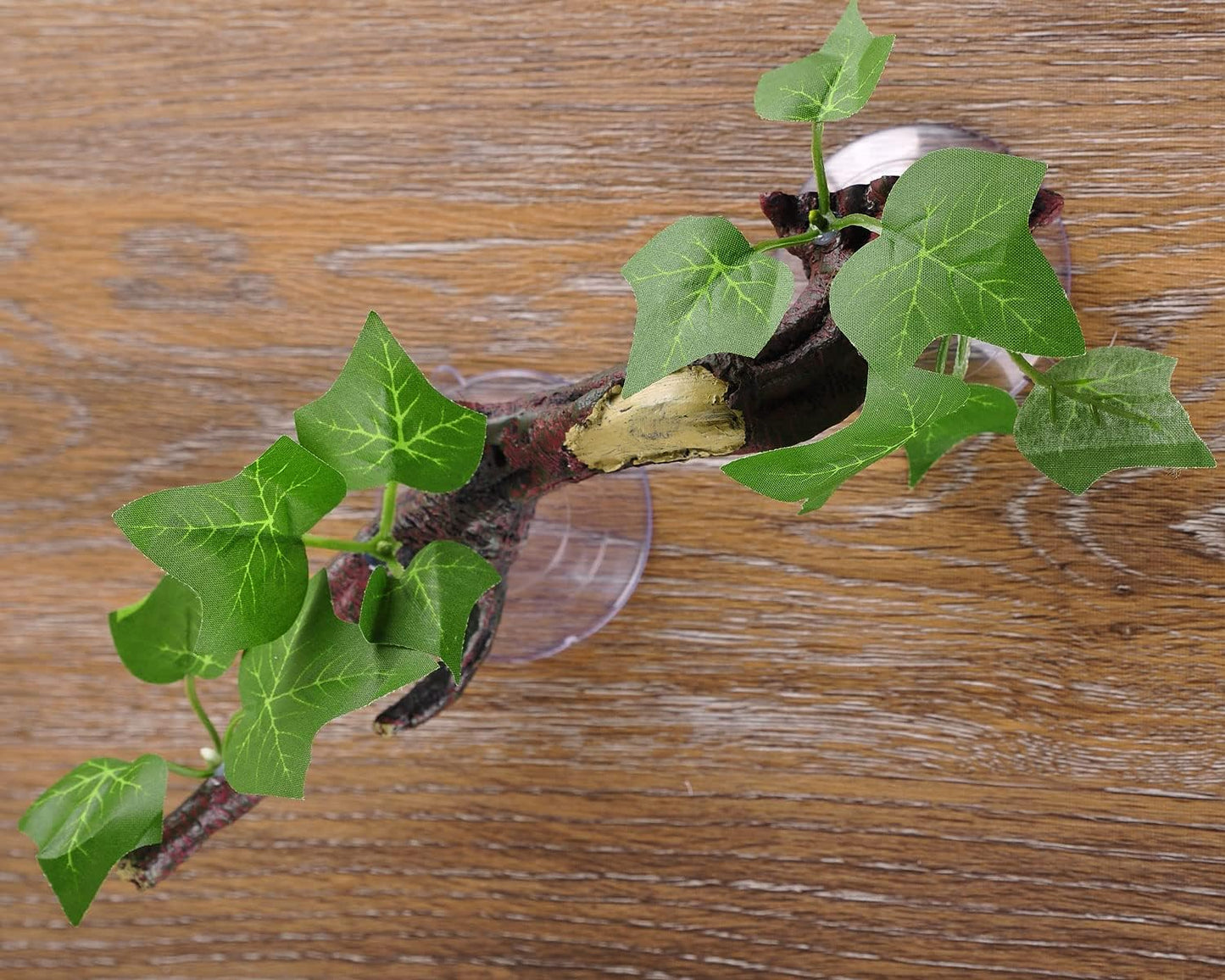 Resin Reptile Corner Branch with Rock, Amphibian Lizard Snake Climbing Ornament, Lifelike Terrarium Plant Decoration with Suction Cup